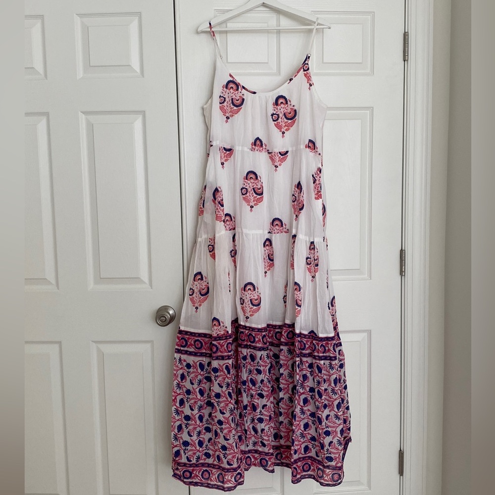 NWOT Roller Rabbit spaghetti strap block print XL maxi dress